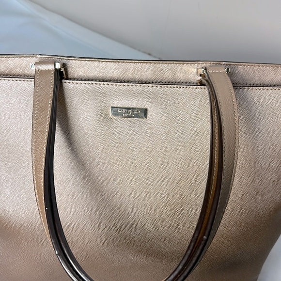KATE SPADE Rose Gold Glimmer X Large Tote Satchel Handbag Metallic Shoulder Bag - Picture 3 of 10